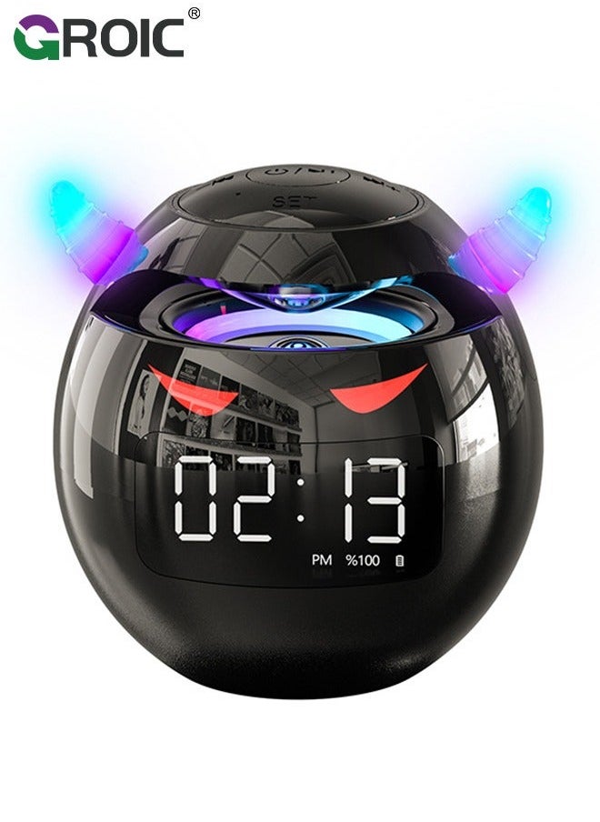 Black Portable Wireless Bluetooth Speaker Colorful Subwoofer with Led Display Fm Radio Alarm Clock HiFi Card Mp3 Music Play for Party Outdoor