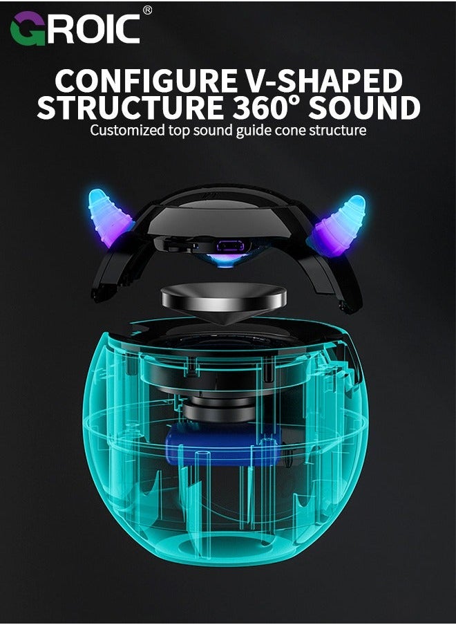 Black Portable Wireless Bluetooth Speaker Colorful Subwoofer with Led Display Fm Radio Alarm Clock HiFi Card Mp3 Music Play for Party Outdoor