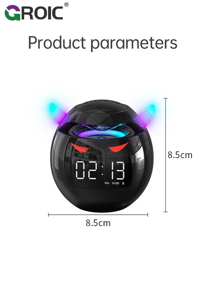 Black Portable Wireless Bluetooth Speaker Colorful Subwoofer with Led Display Fm Radio Alarm Clock HiFi Card Mp3 Music Play for Party Outdoor