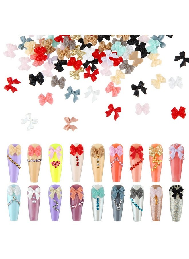 240 Pieces 3D Bow Nail Art Decorations 3D Bows Nail Charms Resin Bow Nail Decorations Colorful Bowknot Nail Accessories for Nail Art Designs Nail Decoration DIY Crafting