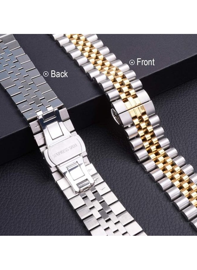 Compatible with Apple Watch Ultra 2 Band 49mm 45mm 44mm 42mm 41mm 40mm 38mm, Stainless Steel Heavy Band with Butterfly Folding Clasp Link Bracelet for iWatch Ultra Series 9/8/7/6/SE/ 5/4/3/Men