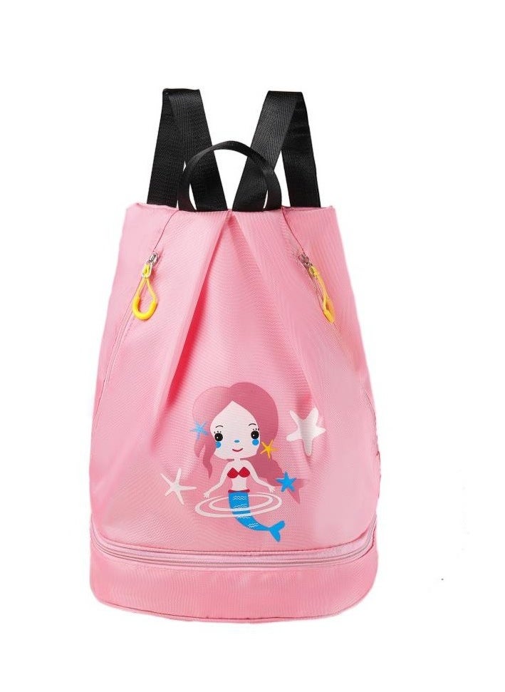 Children's Dry and Wet Separation Swimming Bag Portable Drawstring Backpack Waterproof Gym Sports Pool Beach Gear Bag