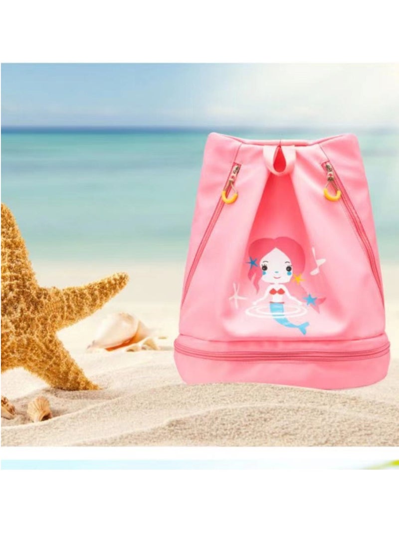 Children's Dry and Wet Separation Swimming Bag Portable Drawstring Backpack Waterproof Gym Sports Pool Beach Gear Bag