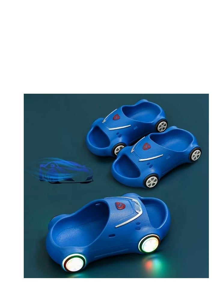 Children's Cute Sports Car Illuminated Slippers Soft Bottom Anti Slip Baby Slippers