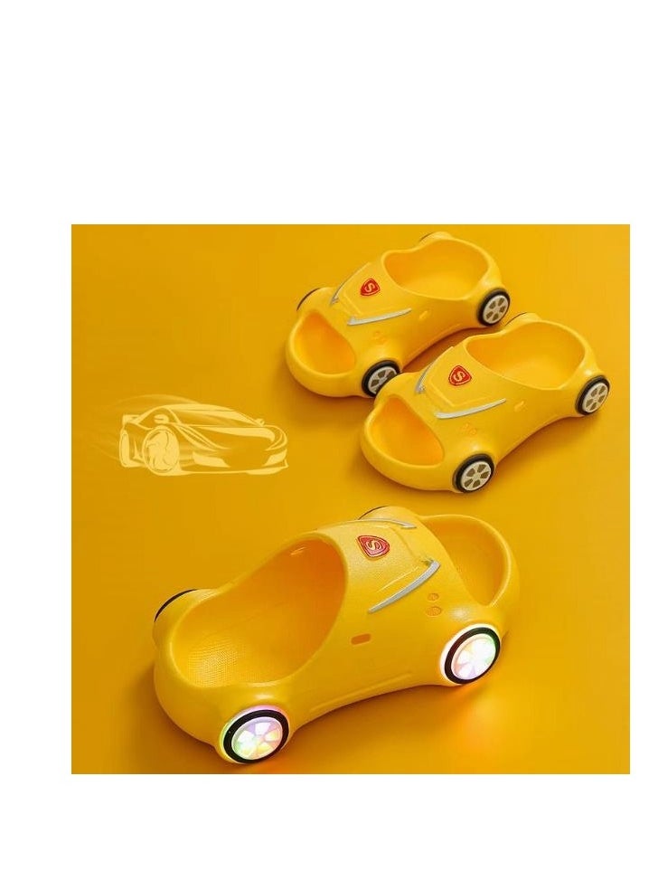 Children's Cute Sports Car Illuminated Slippers Soft Bottom Anti Slip Baby Slippers