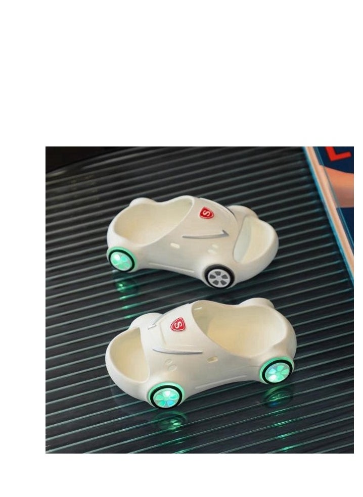 Children's Cute Sports Car Illuminated Slippers Soft Bottom Anti Slip Baby Slippers