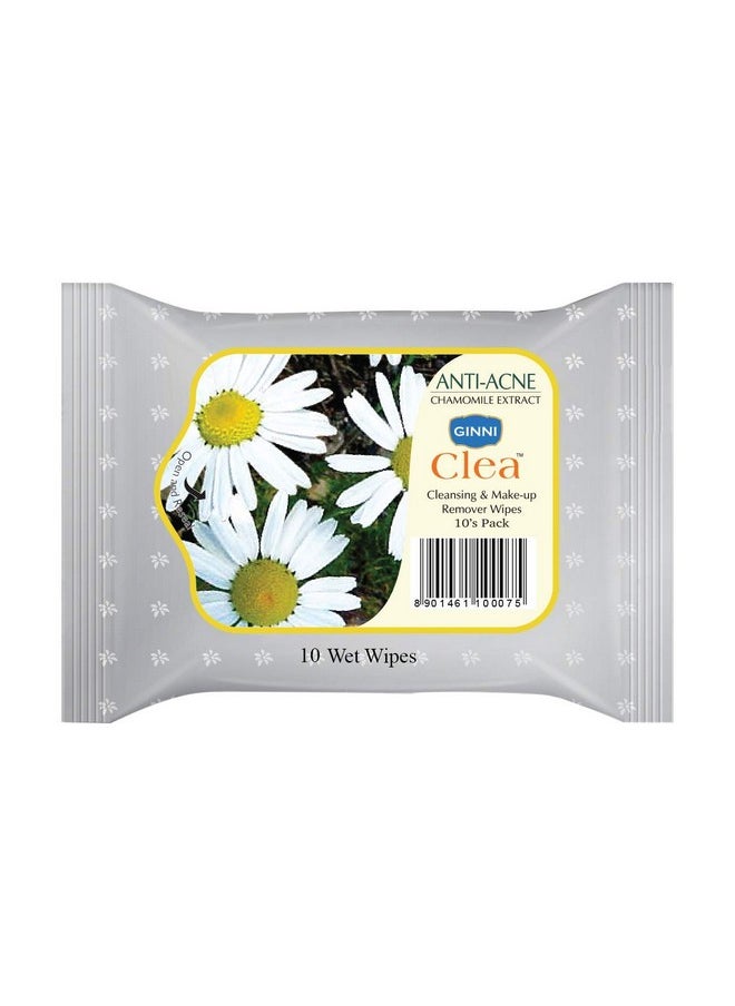 GINNI CLEA Cleansing & Makeup Remover Wipes (Pack of 6) (10 Wipes Per Pack) (ANTIACNE)