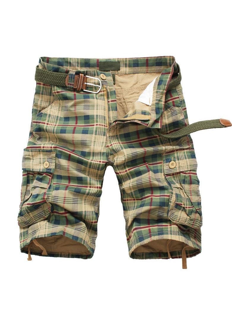 Men's Summer Checkered Work Shorts And Capris Yellow