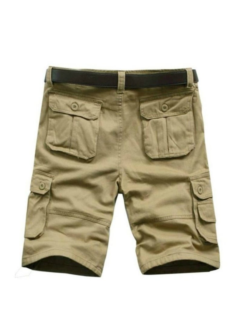 Men's Summer Beach Multi Pocket Capris Khaki