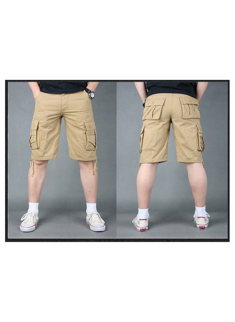 New Men's Cotton Shorts Capris Casual Shorts Khaki