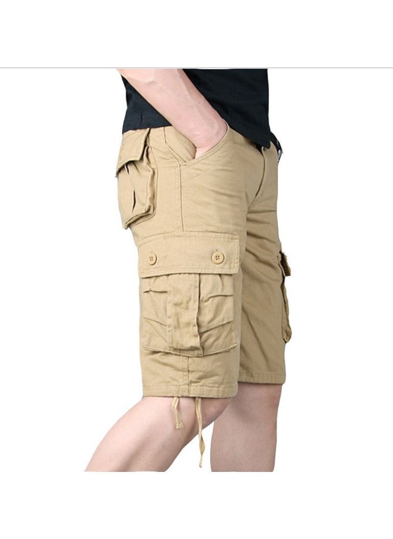 New Men's Cotton Shorts Capris Casual Shorts Khaki