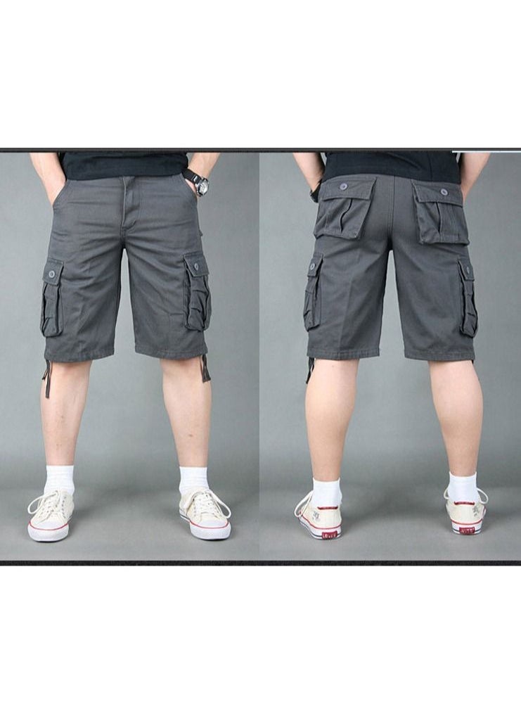 New Men's Cotton Shorts Capris Casual Shorts Dark Grey