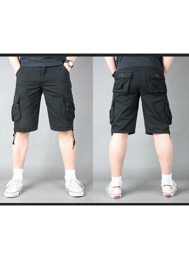 New Men's Cotton Shorts Capris Casual Shorts Black