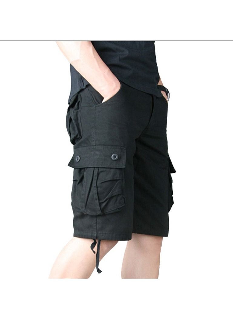 New Men's Cotton Shorts Capris Casual Shorts Black