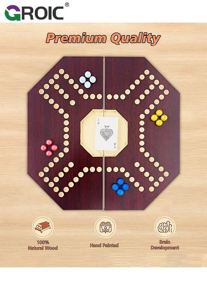 Jackaroo Board Game,Folding Wooden Game for 4 Players with 16 Marbles and Cards,40 cm x 40 Size,Jackaroo Family Marble