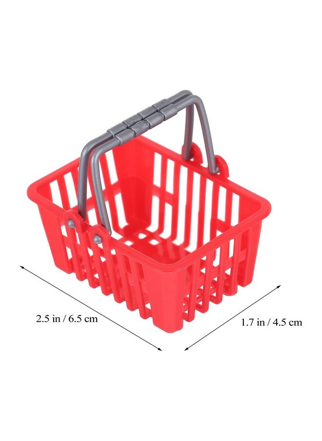 NUOBESTY 10Pcs Mini Shopping Basket Mini Supermarket Cart Small Plastic Retail Shopping Baskets with Handles for Kids Party Favors Dool House (Red)