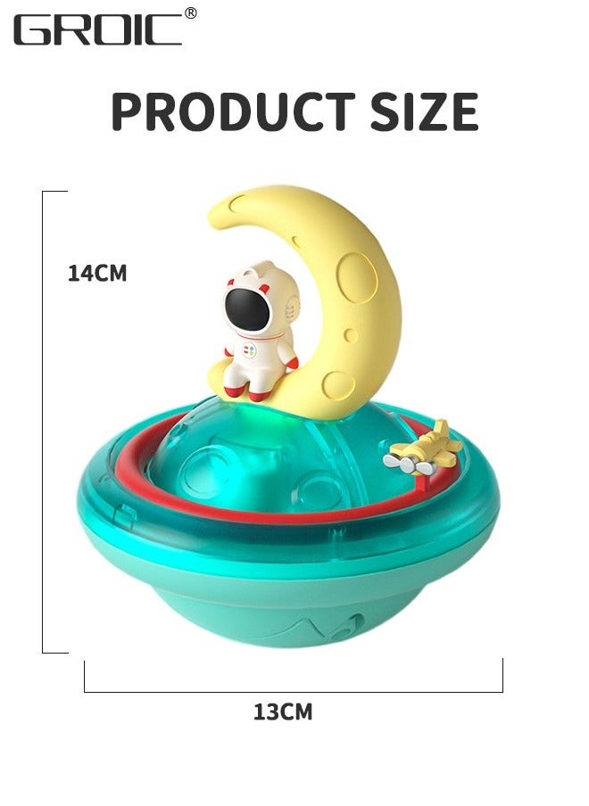 Electric Baby Bath Toys, Space Astronaut Swimming & Bathing Spray Water Light Up Toys with LED Light, Automatic Rotation, Ring play Bathtub Toy Rechargeable Battery