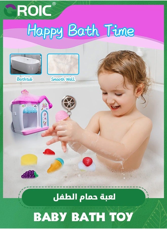 Bath Toys,Ice Cream Foam Maker Toys for Kids, Bubble Pretend Cake Play Set Water Bathtub Toys,Shower Toys,Bathtub Machine