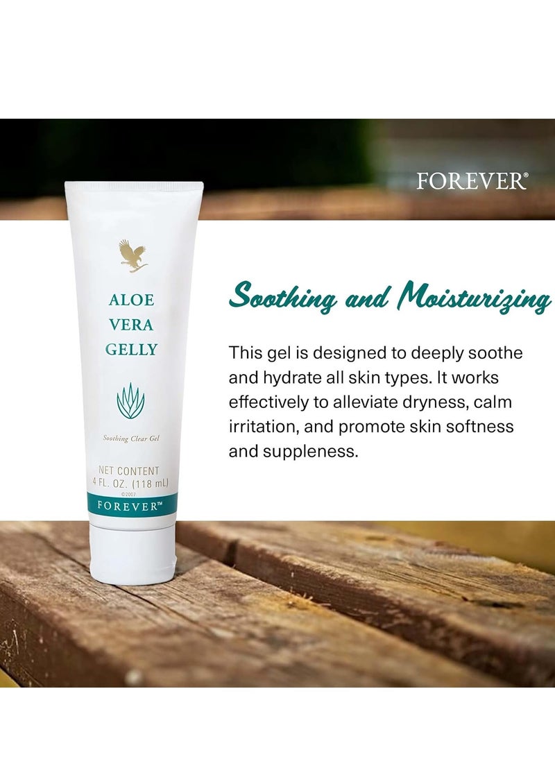 Living - Aloe Vera Gelly - Pure Aloe Gel - Soothes, Moisturizes, and Conditions - Vegan, Vegetarian, Gluten-Free - 4 fl oz. 118 mlml