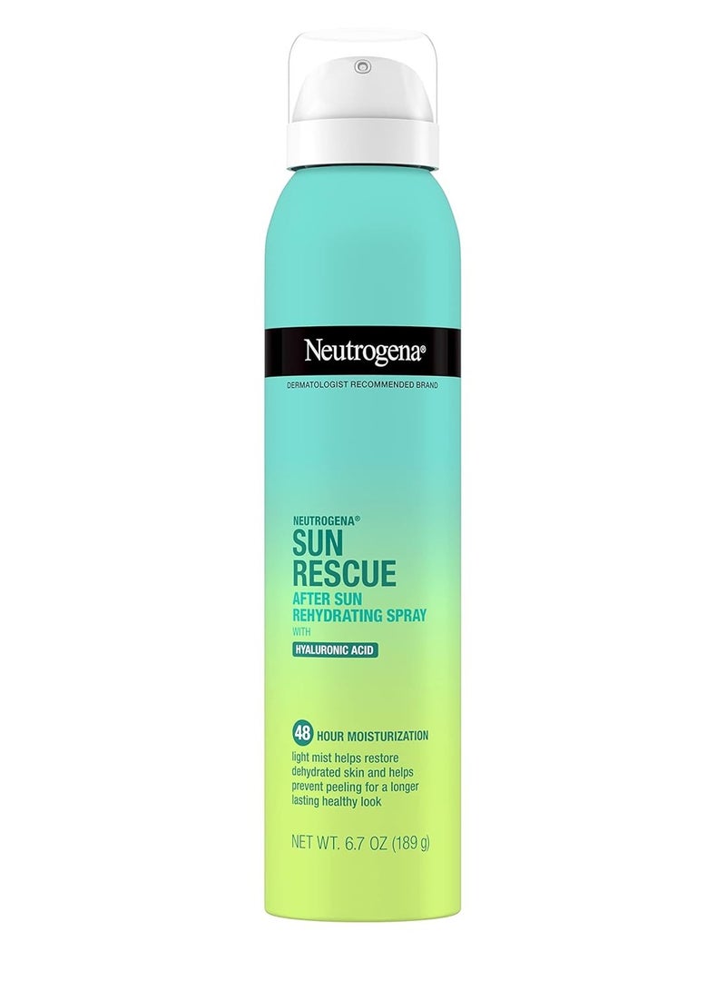 Sun Rescue After Sun Rehydrating Spray with Hyaluronic Acid, Vegan and Lightweight 48-Moisturizing Skin and Body Mist, Non-Comedogenic Hydration, 6.7 Oz 189 ggrams