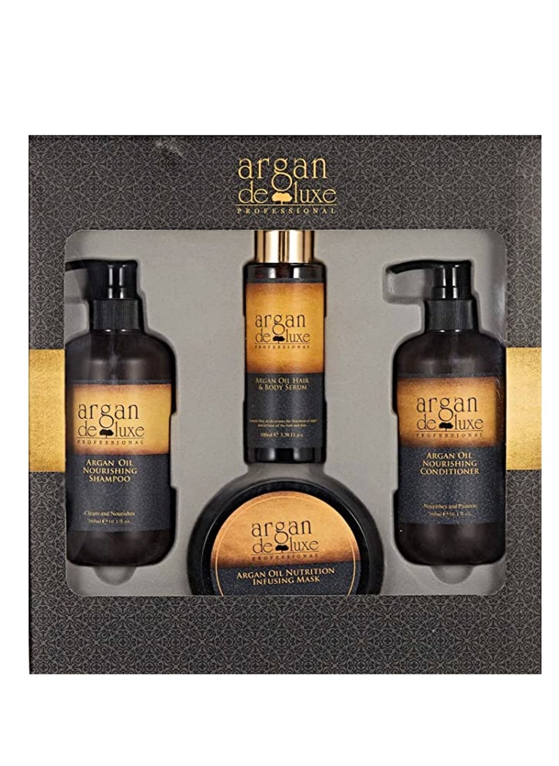 Nourishing 4 in 1 Set Shampoo 300ml, Conditioner 300ml, Serum 100ml, Mask 250ml