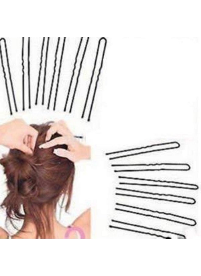 MANODHRUVA 100 Pcs U-Shaped Bobby Hair Juda Pins for Updo Hairstyle, Black Metal, Pack of 100 Pcs, 6.5 cm Long