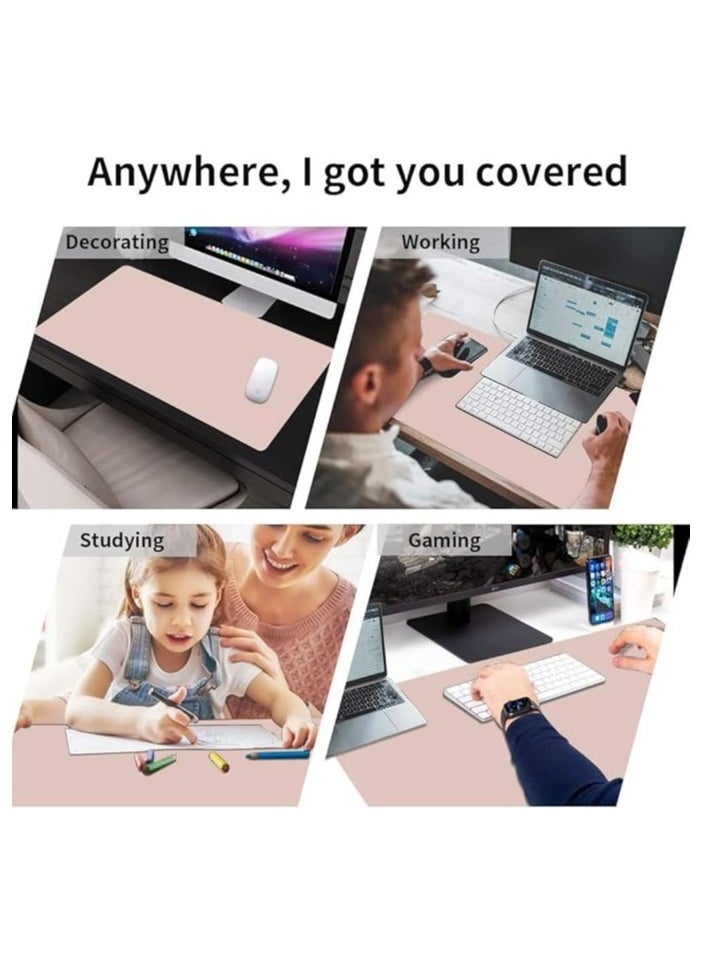 Premium Desk Mat - Large Waterproof Gaming Mouse Pad and Keyboard Mat | Versatile Desk Protector for Office,Gaming and Home | Non-Slip Desk Pad for Table,Computer,Laptop (Pink and Silver)