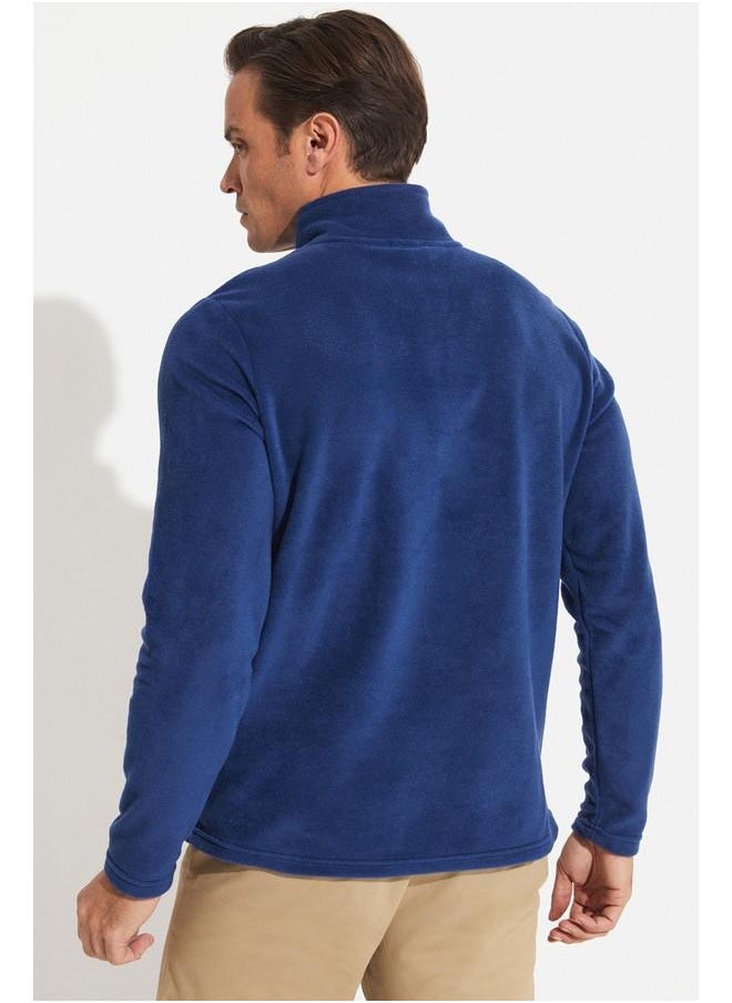 June Men Half Zip Fleece Sweatshirt Indigo