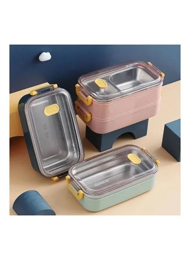 Bento Lunch Box With Divider Pink 1600ml