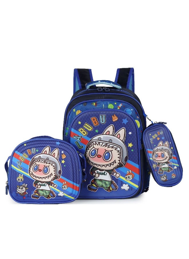 Nova Kids 16 Inch School Bag with Lunch Bag, Pencil Pouch, Lunch Box and Water Bottle - Astronaut - Blue