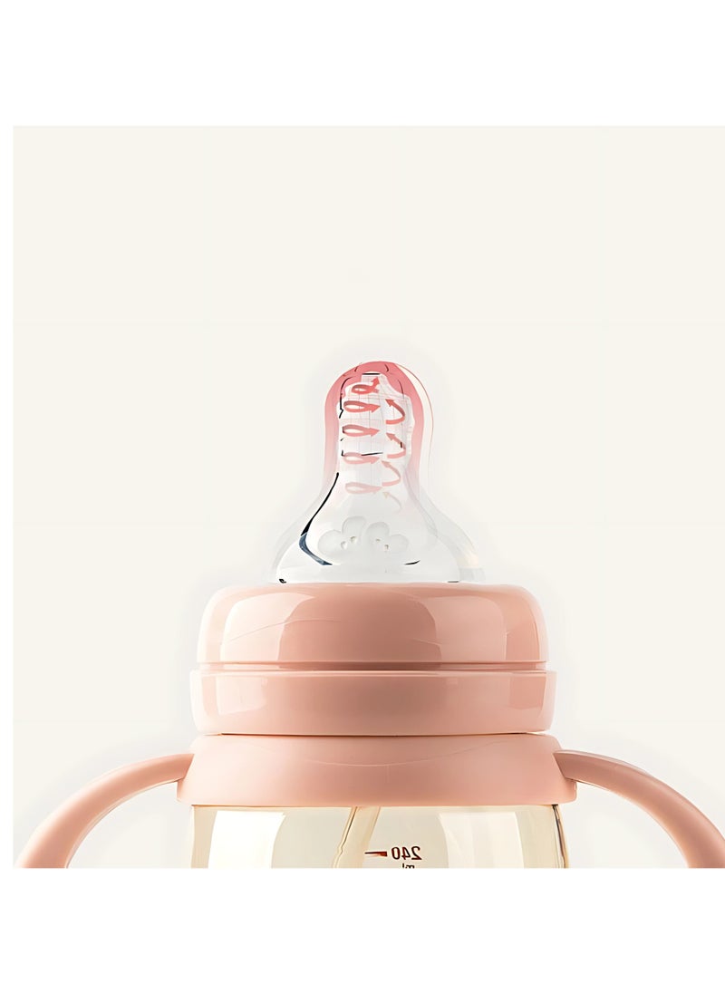 Twisoo Baby Feeding Bottle Wide Neck PPSU, 240ML – BPA-Free Baby Feeder, Milk Powder Feeding Bottle for Infants, Durable, Lightweight, Leak-Proof Design, Safe for Newborns and Toddlers (pink)