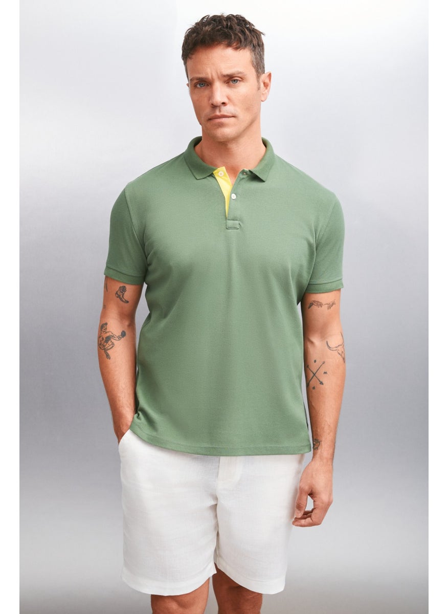 Mathew Men's Khaki Polo Neck T-Shirt