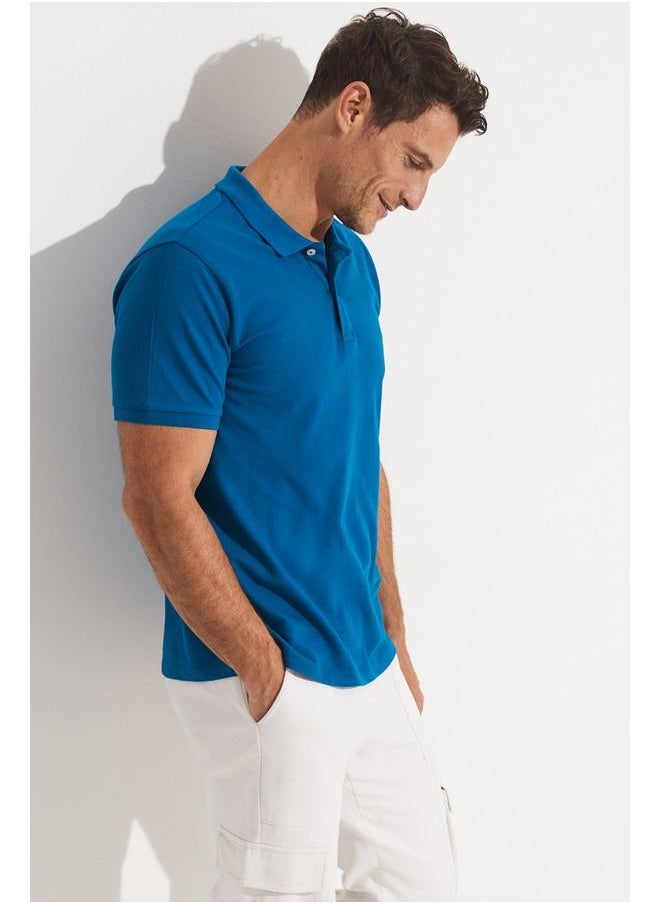 June Men Regular Fit 100% Cotton Polo Neck Tshirt Teal