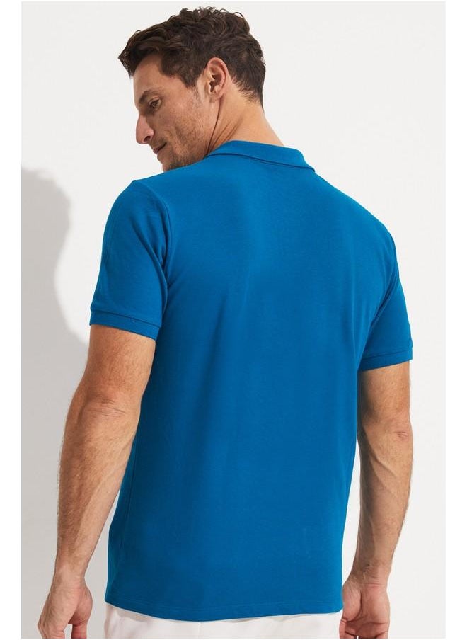 June Men Regular Fit 100% Cotton Polo Neck Tshirt Teal