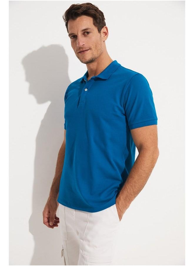 June Men Regular Fit 100% Cotton Polo Neck Tshirt Teal