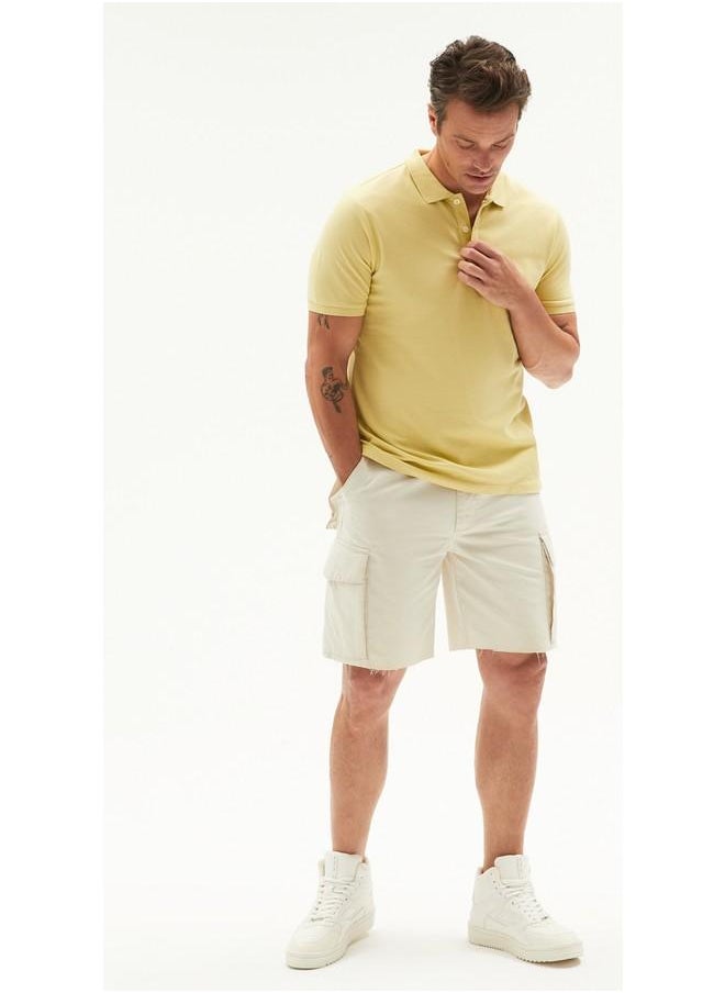 June Men 100% Cotton Basic Relaxed Fit Polo Neck Tshirt Yellow