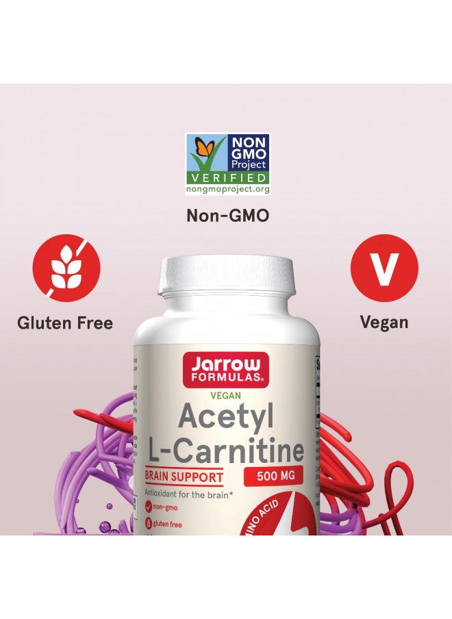 Jarrow Formulas Acetyl L-Carnitine 500 mg - Antioxidant Protection for the Brain - Supports Energy Production & Metabolism - Heart & Cardiovascular Health - 120 Veggie Capsules (PACKAGING MAY VARY)