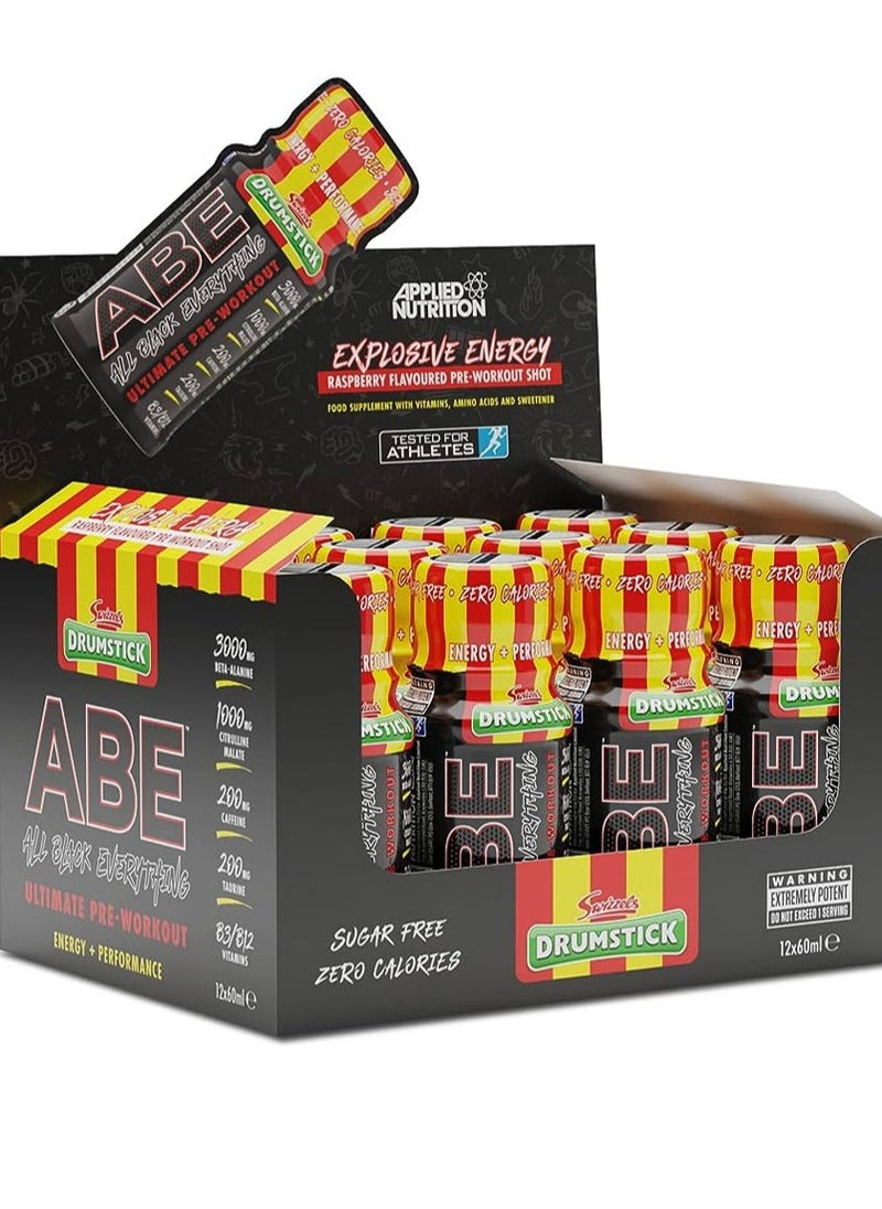 Abe Ultimate Pre Workout Drumstick Shot Raspberry 60Ml Pack Of 12