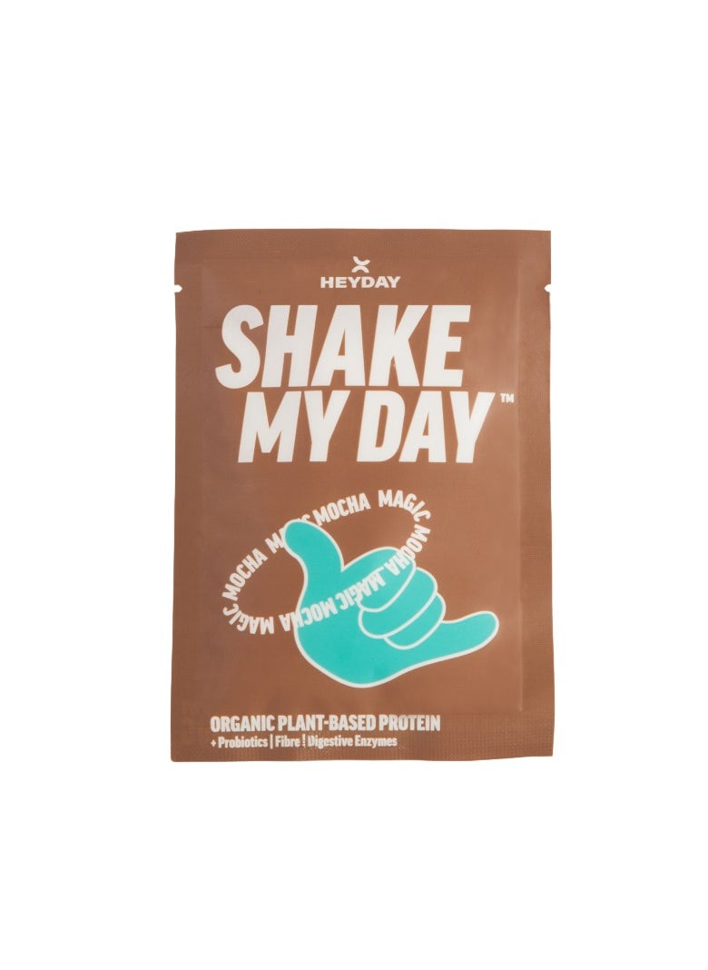 Shake My Day Organic Plant-Based Protein Powder | Pea & Rice Protein | Muscle Support And Recovery & Weight Loss | Vegan, Non-GMO, Gluten-Free, Nut-Free, Soy-Free | Mocha Box of 12 Sachets