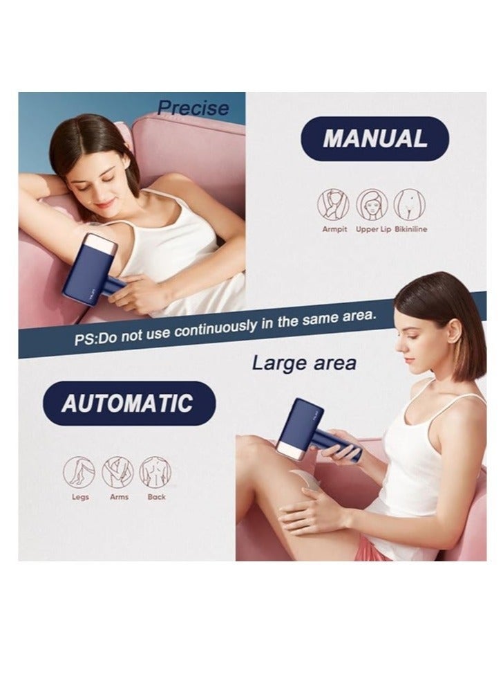 T14 3 in 1 IPL Hair Removal Device, 3℃ Ice Cooling Laser Hair Removal, 500,000 Flashes 0.5s/Flash Painless Hair Removal Device for Whole Body Bikini Face Arm Armpit Face Back Leg（With a Automatic Hair Curler）