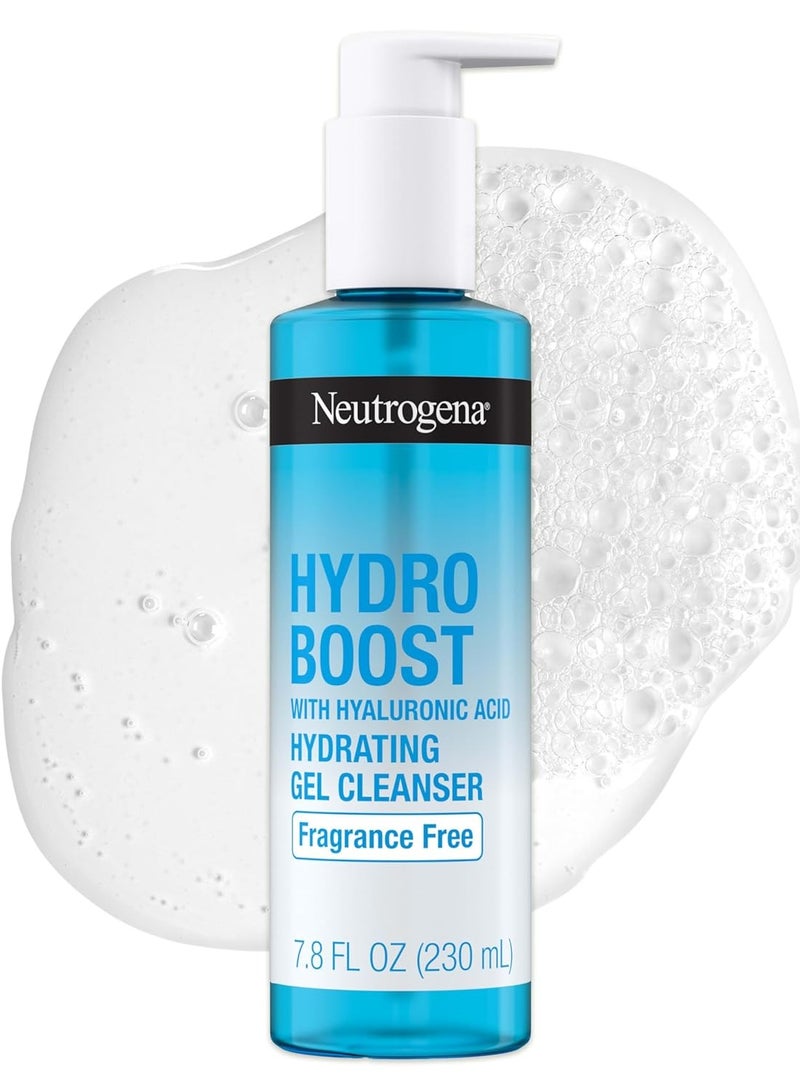 Hydro Boost Fragrance Free Hydrating Gel Facial Cleanser with Hyaluronic Acid, Daily Foaming Face Wash & Makeup Remover, Gentle Face Wash, Non-Comedogenic, 7.8 fl. Oz 230 mlml