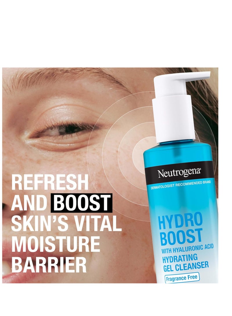 Hydro Boost Fragrance Free Hydrating Gel Facial Cleanser with Hyaluronic Acid, Daily Foaming Face Wash & Makeup Remover, Gentle Face Wash, Non-Comedogenic, 7.8 fl. Oz 230 mlml