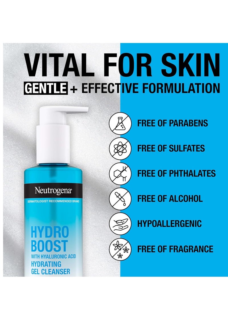 Hydro Boost Fragrance Free Hydrating Gel Facial Cleanser with Hyaluronic Acid, Daily Foaming Face Wash & Makeup Remover, Gentle Face Wash, Non-Comedogenic, 7.8 fl. Oz 230 mlml