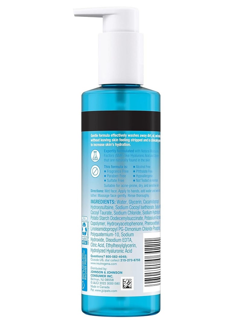 Hydro Boost Fragrance Free Hydrating Gel Facial Cleanser with Hyaluronic Acid, Daily Foaming Face Wash & Makeup Remover, Gentle Face Wash, Non-Comedogenic, 7.8 fl. Oz 230 mlml