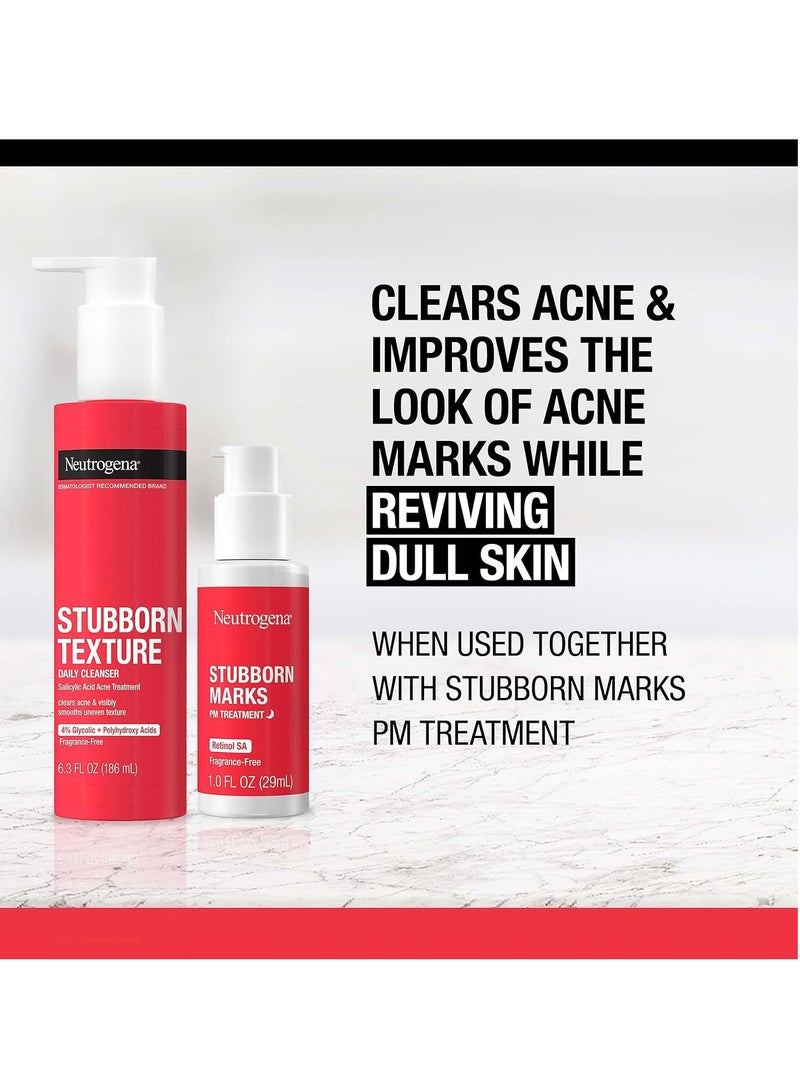 Stubborn Texture Daily Acne Facial Cleanser, Salicylic Acid Face Wash + Glycolic & Polyhydroxy Acids, Fragrance-Free, 6.3 fl. Oz 186 mlml