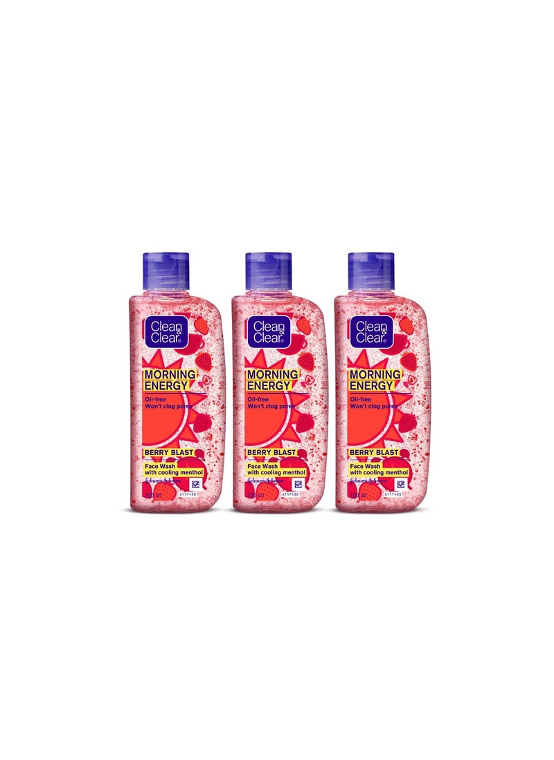 Clean & Clear Morning Energy Berry Blast, Red, 100 ml (Pack of 3)