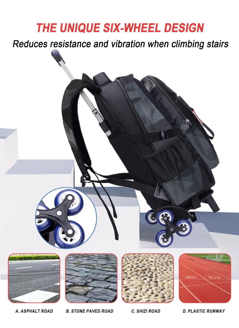 Kids Rolling Backpacks Fashion Printed Trolley School Bags Large Capacity Wheeled Kids' Luggage Bag for Elementary Boys Girls Schoolbag