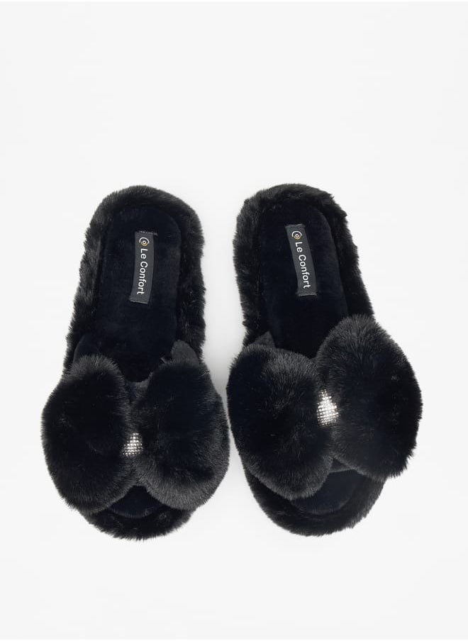 Faux Fur Textured Bedroom Slippers