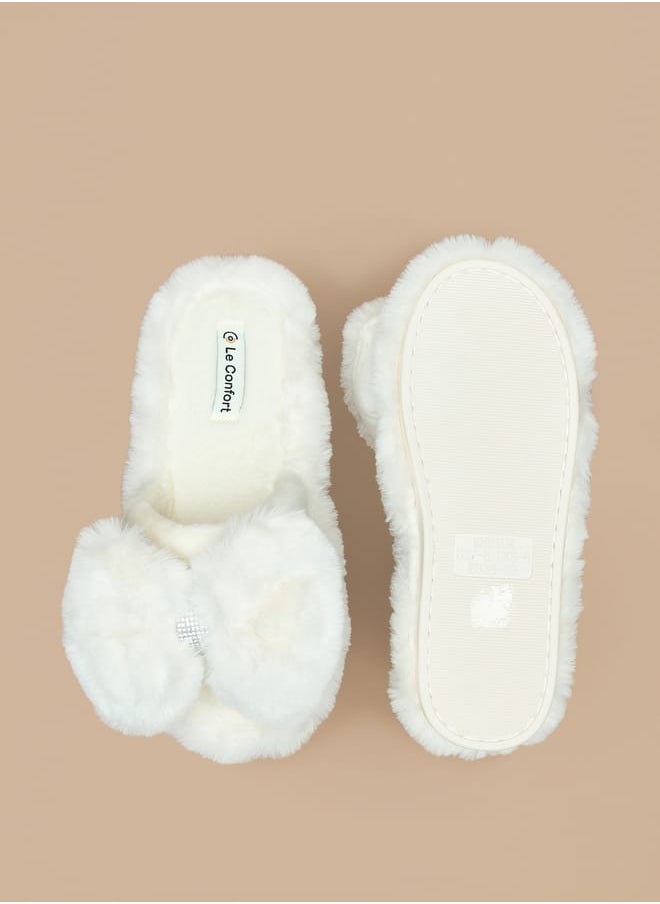 Faux Fur Textured Bedroom Slippers