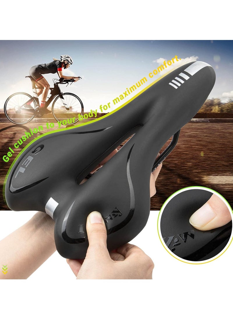 Bicycle Seat Bike Seat Cushion: Comfortable Gel Bike Seat for Men Women Waterproof Mountain Bike Seat Soft Memory Foam Padded Road Bike Saddle with Rain Cover for MTB Trekking Exercise BMX Bike